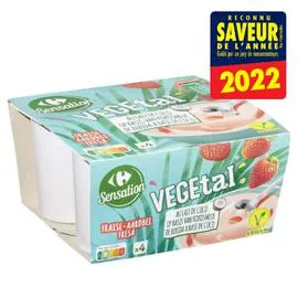 CARREFOUR SENSATION Dessert végétal fraise lait de coco 4x100g