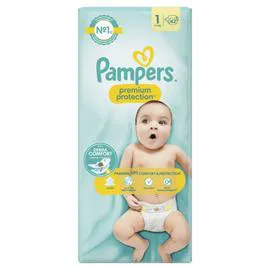 PAMPERS Couches Bébé Premium Protection Taille 1 - 2kg-5kg x42