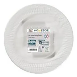 HOMESIDE Assiettes plates 23cm blanc sans film PE - x50 x50