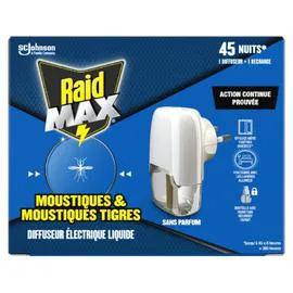 RAID Diffuseur Répulsif Moustiques et Moustique Tigres l'unité