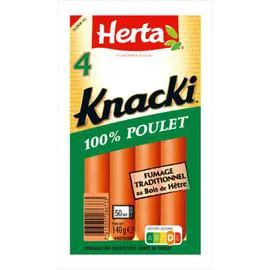 HERTA, KNACKI Saucisse 100% poulet x4 140g