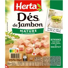 HERTA Dés de jambon nature 2x75g