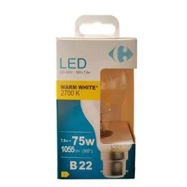 CARREFOUR Ampoule LED Fil standard - 75W - B22 l'unité