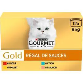 PURINA, GOURMET GOLD Pâtée pour chat adulte régal de sauces 12x85g