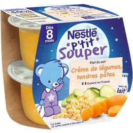 NESTLÉ, P'TIT SOUPER Crème de Légumes Pâtes 8 mois 2x200g
