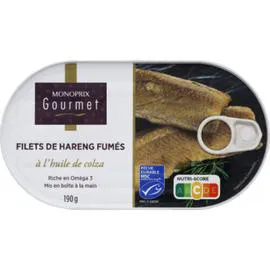 MONOPRIX GOURMET Filets de hareng fumés colza 190g