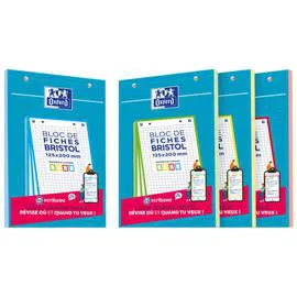 OXFORD Bloc de Fiches Bristol Perforées Petits Carreaux 12,5x20x30cm l'unité