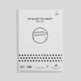 MONOPRIX MAISON 10 Enveloppes Kraft 22,9X32,4Cm l'unité