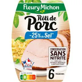 FLEURY MICHON Rôti de porc cuit conservation sans nitrite réduit en sel 210g