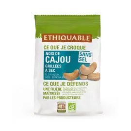 ÉTHIQUABLE Noix de cajou grillées à sec sans sel Bio 100g