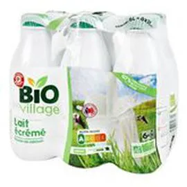 MARQUE REPÈRE, BIO VILLAGE Lait écrémé Bio UHT 6x1l