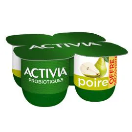 DANONE, ACTIVIA Probiotiques Yaourt saveur poire 4x125g