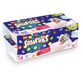 NESTLÉ, SMARTIES Yaourt fraise avec bonbons au chocolat 4x120g