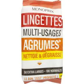MONOPRIX Lingettes multi-usages agrumes x50