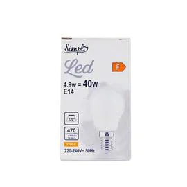 CARREFOUR SIMPL Ampoule LED E14 Sphérique Blanc-chaud Dépolie 40W l'unité