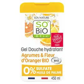 LÉA NATURE, SO'BIO ÉTIC Gel Douche Hydratant aux Agrumes et Fleur d'Oranger Bio 450ml