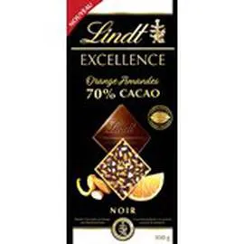 LINDT, EXCELLENCE Tablette de chocolat noir Eclat Orange - 70% 100g