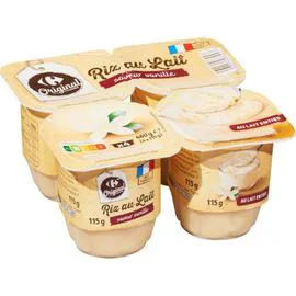 CARREFOUR Riz au lait vanille 4x115g