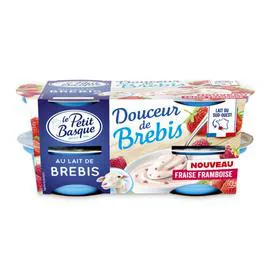 LE PETIT BASQUE Yaourt Douceur de Brebis Fraise Framboise 4x100g