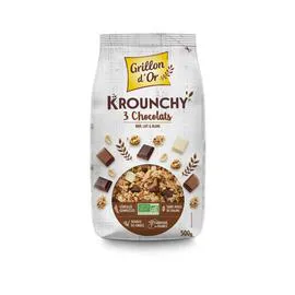 GRILLON D'OR Krounchy 3 Chocolats Bio 500g