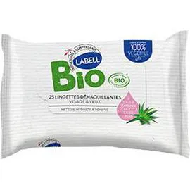 LABELL BIO Lingettes démaquillantes visage & yeux à l'huile d'amande douce et à l'aloe vera bio x25 