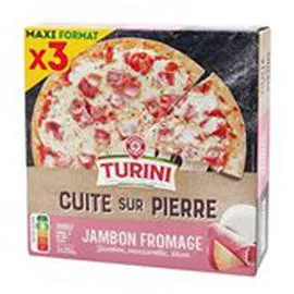 MARQUE REPÈRE, TURINI Pizza Cuite sur pierre Jambon fromage 3x350g