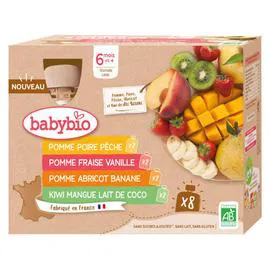 BABYBIO Gourdes multi-parfums bio 6+ mois 8x90g