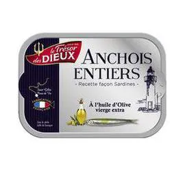 LE TRÉSOR DES DIEUX Anchois entiers de Saint-Gilles-Croix-de-Vie à l'huile d'olive vierge extra 80g