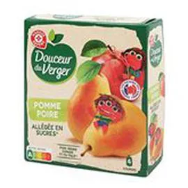 MARQUE REPÈRE, DOUCEUR DU VERGER Dessert fruitier Douceur Verger Pomme poire 4x90g