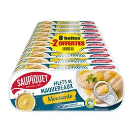 SAUPIQUET Filets de maquereaux à la moutarde 10x169g