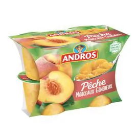 ANDROS Dessert fruitier pêche morceaux 4x100g