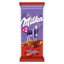 MILKA Chocolat au lait et aux éclats de Daim 2x100g