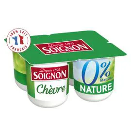 SOIGNON Yaourt de chèvre 0% M.G 4x125g