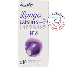 CARREFOUR Café capsules Compatibles Nespresso lungo 50g