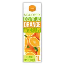 MONOPRIX 100% pur jus fruit pressé orange avec pulpe 1l