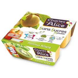 CHARLES & ALICE Compotes pommes kiwis s/sucres ajoutés 4x97g