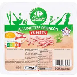 CARREFOUR CLASSIC' Allumettes de bacon fumées 2x100g