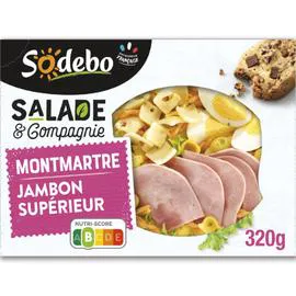 SODEBO Salade Montmartre pâtes crudités Oeuf jambon emmental 320g