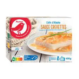 AUCHAN Colin d'Alaska sans arête sauce à la crevette MSC 400g