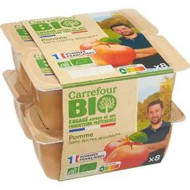 CARREFOUR BIO Compote bio pommes s/sucres ajoutés 8x100g