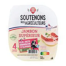MARQUE REPÈRE, SOUTENONS NOS AGRICULTEURS Jambon superieur 4 tranches 140g