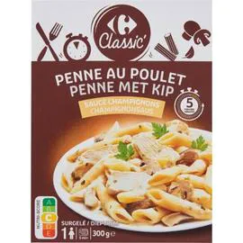 CARREFOUR CLASSIC' Plat cuisiné penne poulet champignons 300g