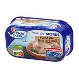 MARQUE REPÈRE, PÊCHE OCÉAN Foie de morue fumé MSC 121g