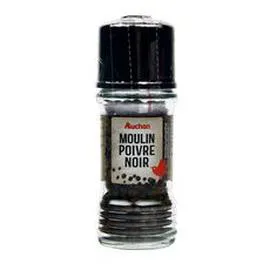 AUCHAN Poivre noir en grains en moulin 35g