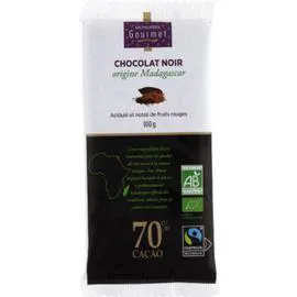 MONOPRIX GOURMET Chocolat noir Origine Madagascar, acidulé & fruits rouges, 70% de cacao 100g