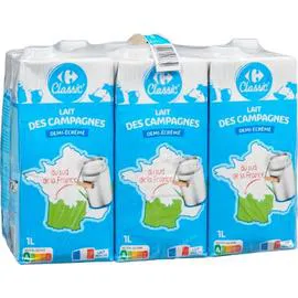 CARREFOUR CLASSIC' Lait demi-écrémé 6x1l