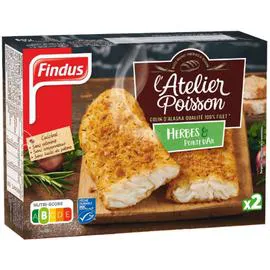 FINDUS Colins d'Alaska panés MSC herbes et ail x2 225g