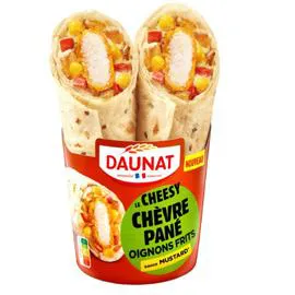 DAUNAT Wrap Le Cheesy Chèvre Pané Oignons Frits Sauce Mustard 180g