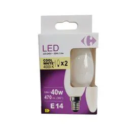 CARREFOUR Ampoule LED Flamme 40W E14 CW x2