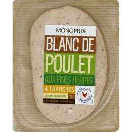 MONOPRIX Blanc de Poulet aux Herbes 4 tranches 120g
